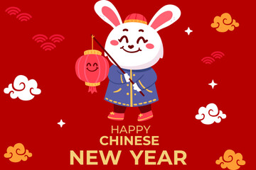 Fototapeta na wymiar Happy chinese new year 2023 background. Year of the rabbit. Vector Illustration. 