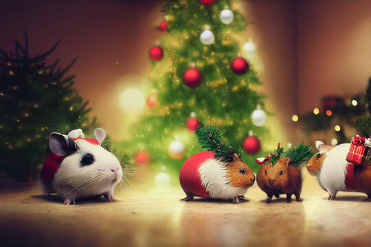 Guinea Pig Family Christmas Picture
