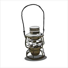 Vector image of lantern, gas lamp. For camping use or house use.