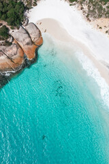 Top down capture of a remote beach in Western Australia