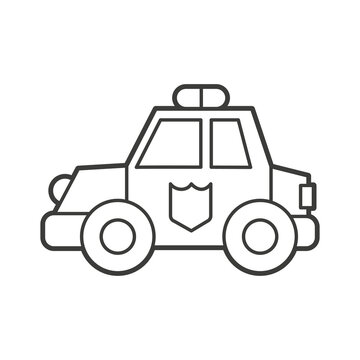 Vector Illustration of an police car. Icon style with black outline. Logo design. Coloring book for children
