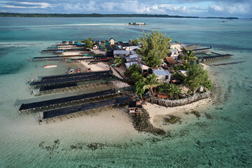 Sea wall, climate change adaptation barrier, Pacific island rising sea