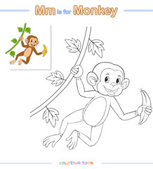 Kids Coloring Books or coloring pages Monkey cartoon