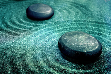 Sand with stones and beautiful pattern. Zen concept