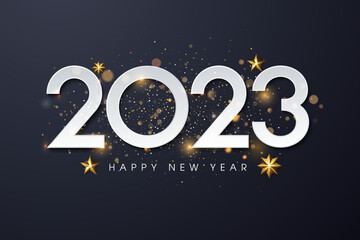 Happy New 2023 Year elegant design vector illustration of color logo