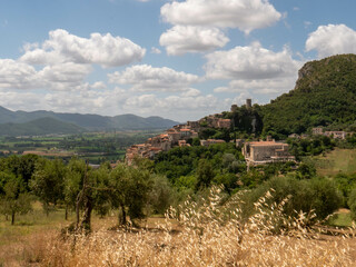 Panoramic view of Pietravairano, a medieval village in the province of Caserta, Italy.