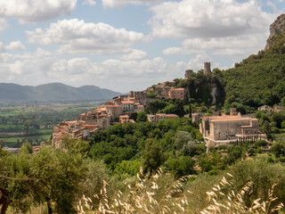 Panoramic view of Pietravairano, a medieval village in the province of Caserta, Italy.