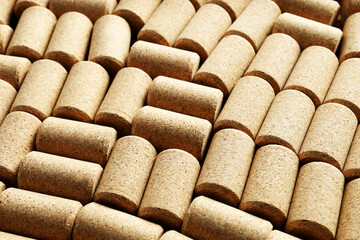 Many corks of wine bottles as background, closeup
