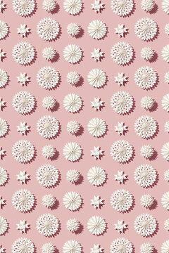 Paper snowflake pattern on pink background.