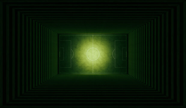 Top view of green soccer field