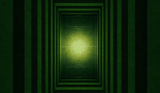 Top view of green soccer field