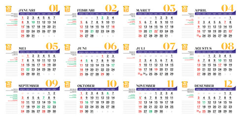 vector illustration of 2023 Calendar Hijri and Javanese concepts for office planner, Corporate design planner template. event calendar concepts, minimal project catalogue, Ready to printing