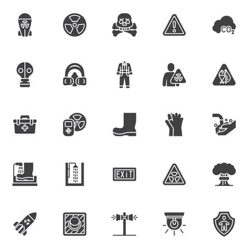 Radiation safety vector icons set