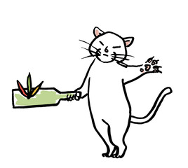 羽子板でレシーブする猫
