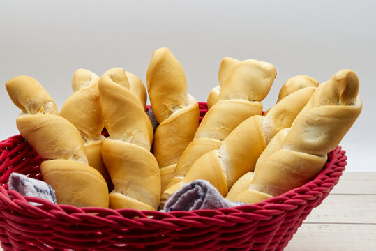 Italian bread Crocetta Ferrarese. Traditional bread from Ferrara, also known as: coppia ferrarese, ciopa, ciupeta, pane ferrarese. Close up.