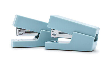 Blue staplers isolated on white background