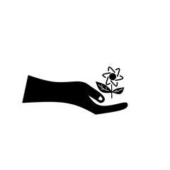 hand holding a plant. Eco symbol