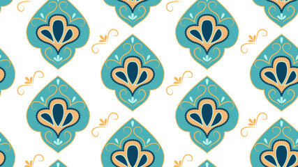 Uzbek carved pattern. Dot painting. Vector seamless pattern
