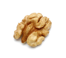 Walnut kernel on white background