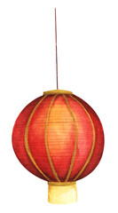 Traditional Chinese lantern. Watercolor illustration.