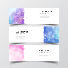 Abstract brush stroke colorful watercolor banner set background