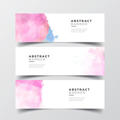 Abstract brush stroke colorful watercolor banner set background