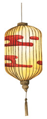 Traditional Chinese lantern. Watercolor illustration.