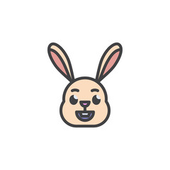 Rabbit grinning face emoticon filled outline icon