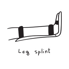 Fototapeta premium Leg splint. Medical concept. Injury. Black color outline icon. Simple graphic design.