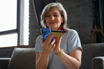 An adult woman makes online purchases