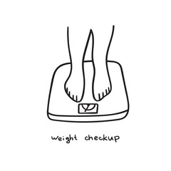 Weight checkup. Vector outline icon. Hand drawn vector graphic design.