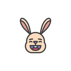 Rabbit laughing face emoticon filled outline icon
