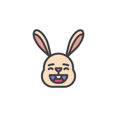 Rabbit laughing face emoticon filled outline icon