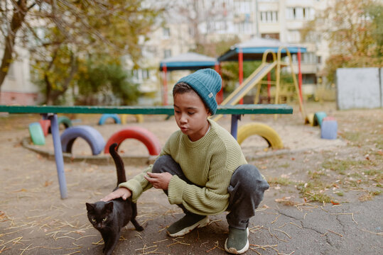 boy and cat