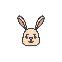 Rabbit slightly smiling face emoticon filled outline icon