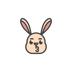 Kissing rabbit emoticon filled outline icon