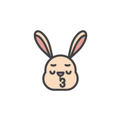 Rabbit Kissing Face emoticon filled outline icon,