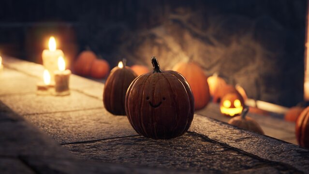 Halloween decorative pumpkin heads