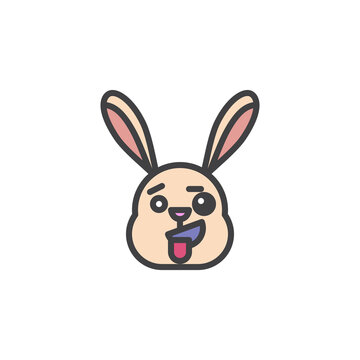 Rabbit zany face emoticon filled outline icon