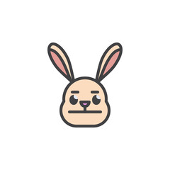 Neutral rabbit face emoticon filled outline icon