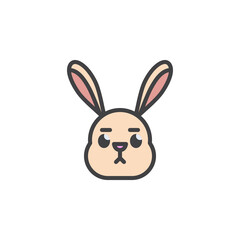 Sad rabbit face emoticon filled outline icon