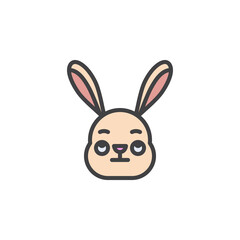 Rabbit Face with Rolling Eyes emoticon filled outline icon
