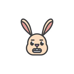 Grimacing rabbit face emoticon filled outline icon