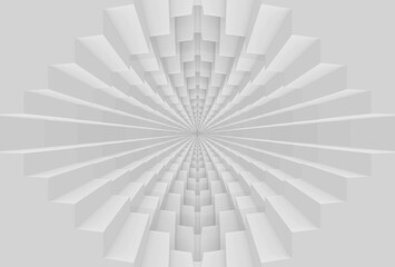 3D rendering. Abstract White Square Grid tunnel wall background.