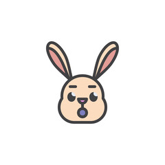 Rabbit face with open mouth emoticon filled outline icon