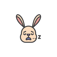 Sleeping rabbit face emoticon filled outline icon