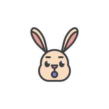 Rabbit face with open mouth emoticon filled outline icon
