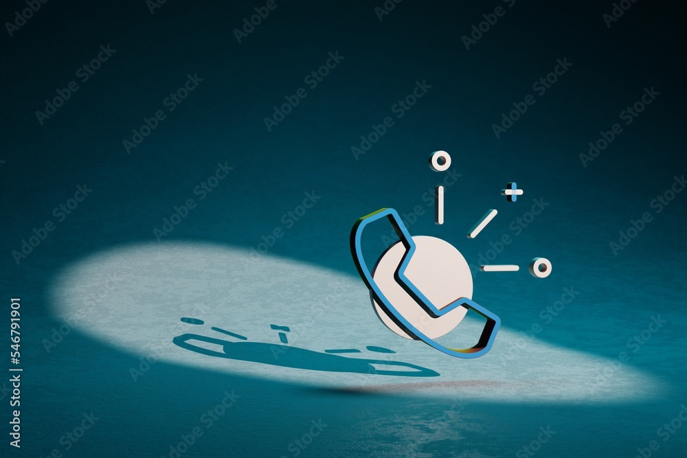Aufkleber beautiful abstract illustrations blue and golden phone symbol icon on a dark blue background. 3d ren