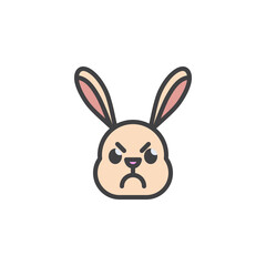 Angry rabbit face emoticon filled outline icon