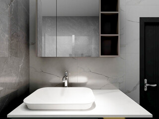3D rendering, clean and tidy bathroom design